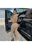 Wholesale Women Velvet Cloth Pure Color Strapless+Cardigan Zipper Coat Jogger Pants Casual Suit LYY9320