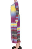 Euramerican Women Multi Stripe Ribber Cardigan Buttons Long Outerwear GL6537