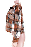 Euramerican Woolen Plaid Turn-Down Collar Single-Breasted Outerwear GL6532