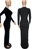 Fahion Sexy High Quality Ribber Long Sleeve V Neck Slim Fitting Dress LYY9322