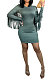 Fashion Casual Solid Color Hip Tassel Bodycon Mini Dress CCY9414