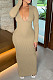 Fahion Sexy High Quality Ribber Long Sleeve V Neck Slim Fitting Dress LYY9322
