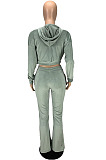 Wholesale Women Velvet Cloth Pure Color Strapless+Cardigan Zipper Coat Jogger Pants Casual Suit LYY9320