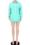 Embroidered Pocket Hoodie Loose Mini Dress GL6530