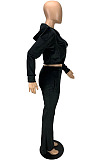 Wholesale Women Velvet Cloth Pure Color Strapless+Cardigan Zipper Coat Jogger Pants Casual Suit LYY9320