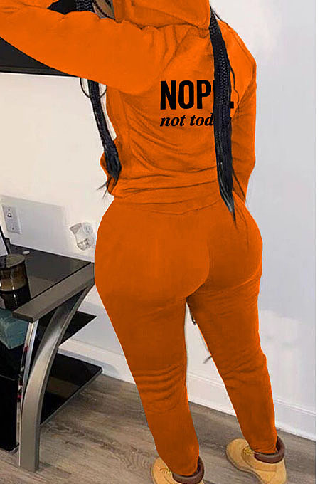 Casual Simple Women Letter Printed Long Sleeve Zipper Hoodie Jogger Pants Suit TK6211