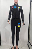 Wholesale New Printed Zipper Tops Jogger Pants Casual Suit TK6213
