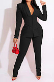 Fahion New Women Long Sleeve Collect Waist With Blet Tops Trousers Businss Suit TK62010 