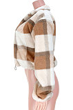 Women Soft Woolen Printing Cardigan Zipper Outerwear GL6550