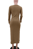 Sexy Ribber Pure Color Square Neck Slit Slim Fitting TK6208