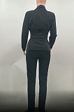 Fahion New Women Long Sleeve Collect Waist With Blet Tops Trousers Businss Suit TK62010 