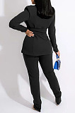Fahion New Women Long Sleeve Collect Waist With Blet Tops Trousers Businss Suit TK62010 