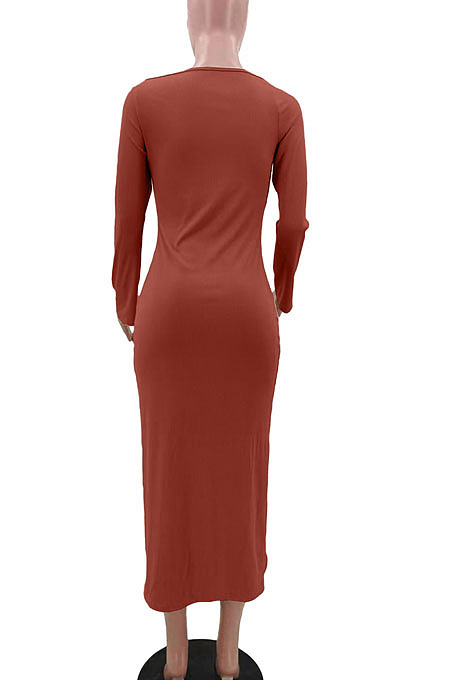 Sexy Ribber Pure Color Square Neck Slit Slim Fitting TK6208