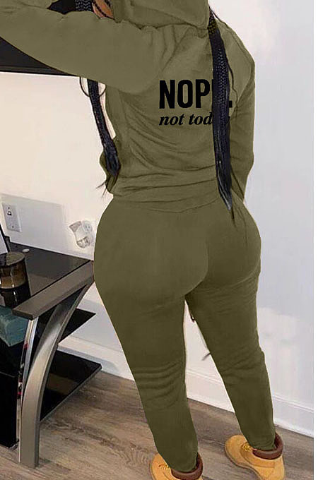 Casual Simple Women Letter Printed Long Sleeve Zipper Hoodie Jogger Pants Suit TK6211