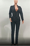 Fahion New Women Long Sleeve Collect Waist With Blet Tops Trousers Businss Suit TK62010 
