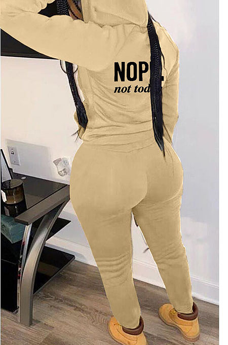 Casual Simple Women Letter Printed Long Sleeve Zipper Hoodie Jogger Pants Suit TK6211