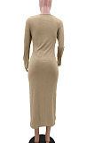 Sexy Ribber Pure Color Square Neck Slit Slim Fitting TK6208