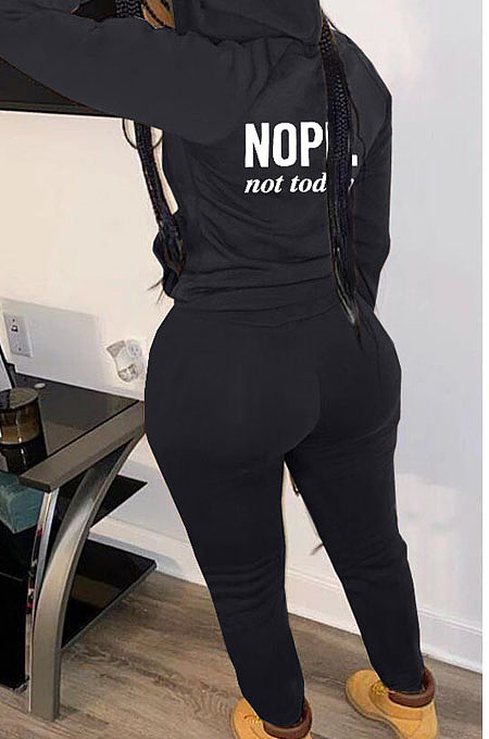 Casual Simple Women Letter Printed Long Sleeve Zipper Hoodie Jogger Pants Suit TK6211