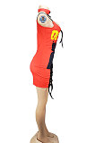 Women Sexy Bandage Printing Pullover High Waist Tight Mini Dress AL080