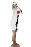 Women Sexy Bandage Printing Pullover High Waist Tight Mini Dress AL080