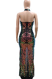 Fashion Sexy Halter Neck Backless Hip Sleeveless Tight Long Dress CCY9448