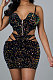Euramerican Sexy Condole Belt V Collar Sequins Short Tops Hip Skirts Sets CCY9443