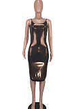 Women Sexy Backless Hot Stamping Condole Belt Bodycon Mini Dress BYQ3221
