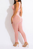 Trendy Sexy Collect Waist Halter Neck Strapless Perspectivity Solid Color Bodycon Jumspuits CCY9469