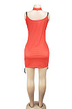 Women Sexy Bandage Printing Pullover High Waist Tight Mini Dress AL080