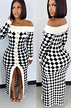 Half Botton Up Off Shoulder Knitted Long Dress