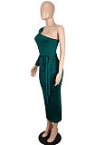 Women Sexy Fashion Single Sleeve Bandage Shirred Detail Midi Dress SH7294