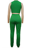 Solid Color Sleeveless Knitting Sexy Tops Pants Sets MY10037