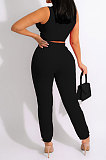 Solid Color Sleeveless Knitting Sexy Tops Pants Sets MY10037