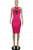 Women Sexy Trendy Perspectivity Cross Halter Neck Sleeveless Mini Dress SH8104