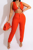 Solid Color Sleeveless Knitting Sexy Tops Pants Sets MY10037