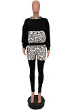 Hot Sales Stylish Women Leopard Printed Patchwork Long Sleeve Hoodie Skinny Pants Casual Suit LY062 