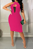 Women Sexy Trendy Perspectivity Cross Halter Neck Sleeveless Mini Dress SH8104