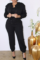 Autumn Winter New Women Long Sleeve Cardigan Jacket+Tank Jogger Pants Solid Color Sport Three Piece LWW9333