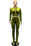 Wholesal Hot Sales Women Velvet Ruffle Long Sleeve Crop Hoodie Trousers Slim Fitting Solid Color Suit LML294
