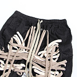 Fashion Casual Bandage Elastic Waist Long Pants OFMY25876