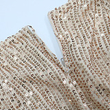 Sexy Strapless V Collar Sequins Off Shoulder Wide Leg Jumpsuits CCY9478