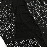 Sexy Hollow Out Hip Long Sleeve Bodycon Hot Drilling Bandage Mini Dress CCY9496