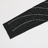 Sexy Hollow Out Perspectivity Hot Drilling Hip Backless Long Sleeve Mini Dress CCY9501