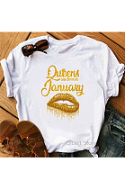 Lips Month Printed Milk Fabric Materical T Shirts CPDZ001