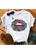 Lips Month Printed Milk Fabric Materical T Shirts CPDZ0814-1