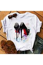 Heels Printed Milk Fracbric Material T-Shirts CPDZ0035