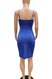 Euramerican Sexu Condole Belt Deep V Collar Glistening Hip Ruffle Mini Dress WMZ2712