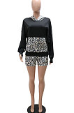 Trendy Casual Simplee Leopard Hoodie Top Shorts Sets CCY9532