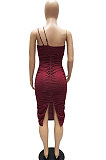 Condole Belt Sexy Glistening Split Ruffle Mini Dress WMZ2714