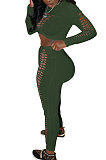 Women Solid Color Hollow Out Crop Fashion Casual Pants Sets WMZ0099